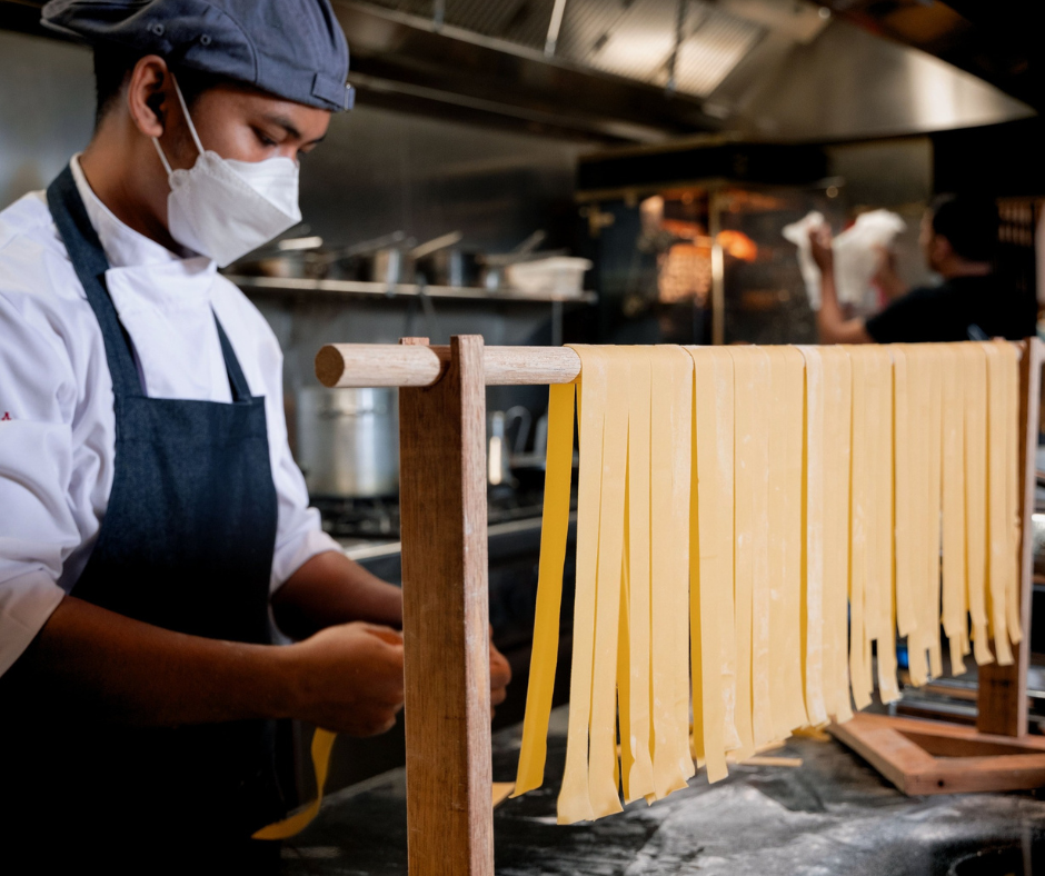 Fresh handmade pasta in the kitchen